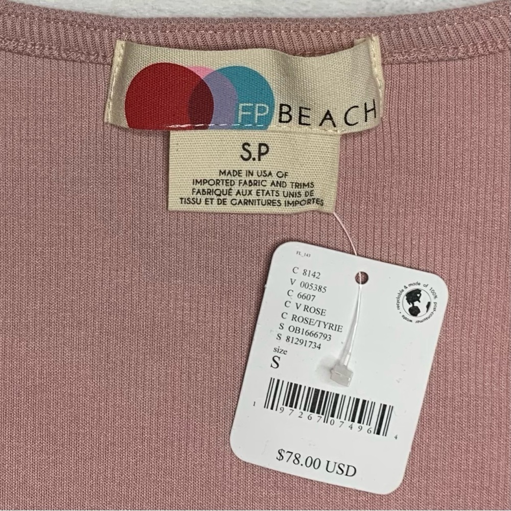 New Free People Beach Daphne Crop Top Ribbed Rose Pink Size S - Picture 10 of 17
